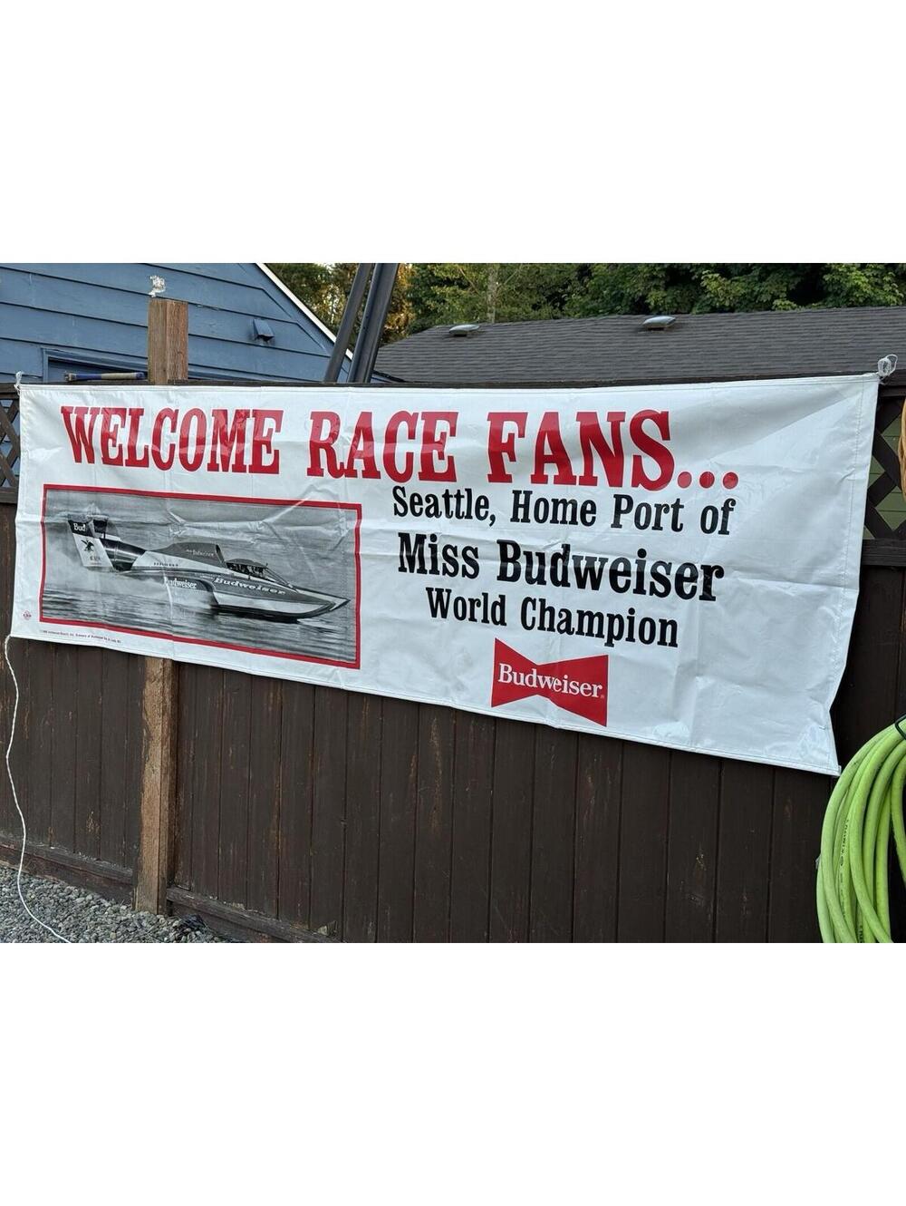 1989 Budweiser Seattle Banner  Vintage Rare 113x34 Inches Long